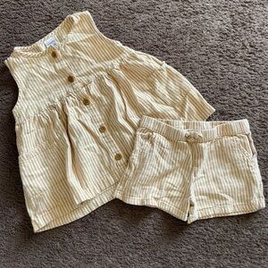 Carter's Tan and Cream Striped Toddler Set